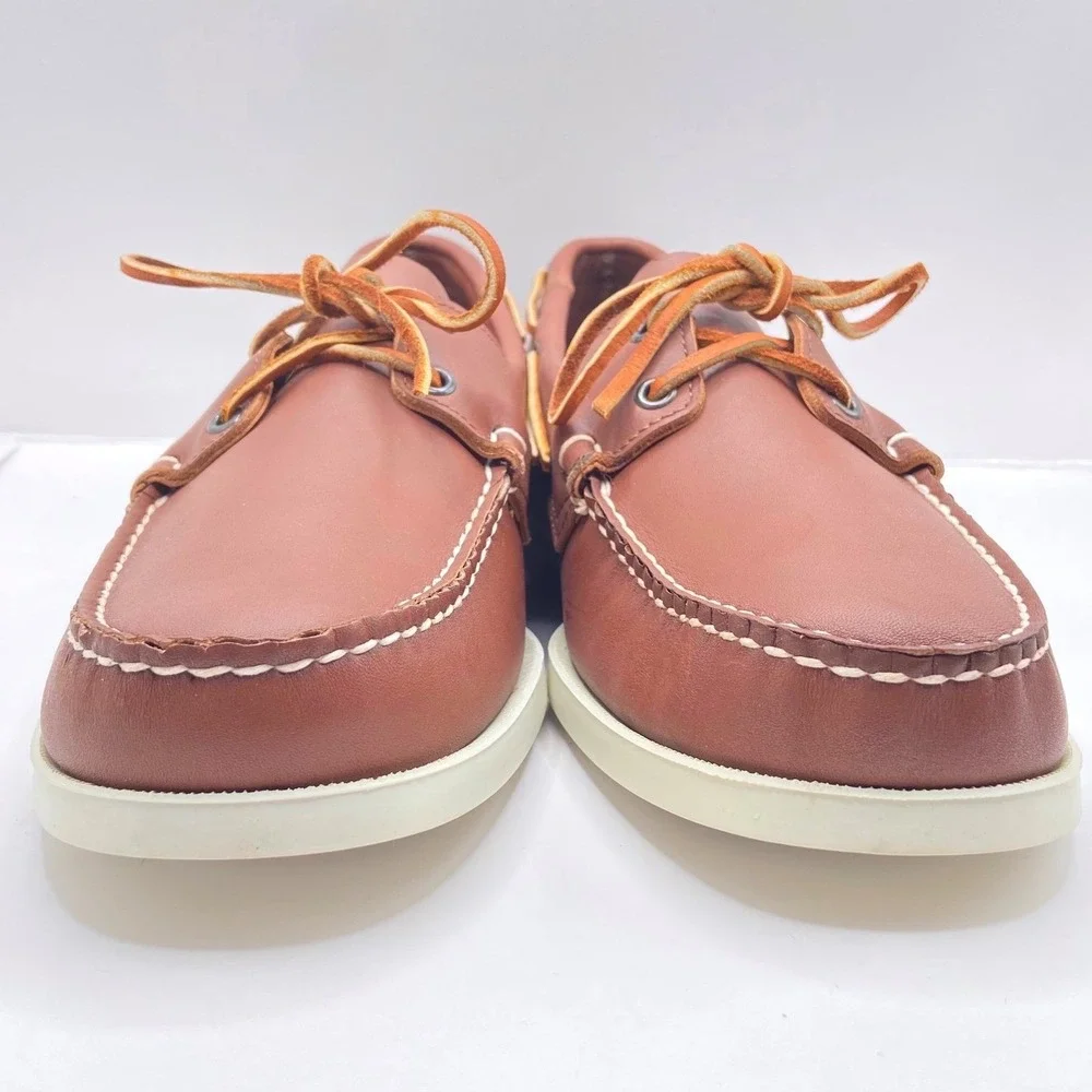 Sebago Men Docksides Leather Boat Shoe Handsewn Moccasin Brown 13 M Deck Classic